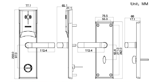 Serrature di porta moderne elettroniche della carta della serratura di porta dell'hotel del sistema di gestione V69 RFID