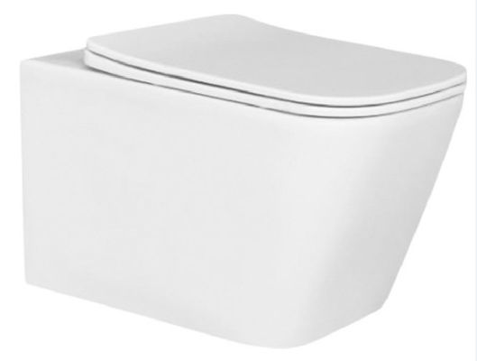 Altezza regolabile Parete senza bordi a scarico vaschetta igienica appesa Bianco lucido