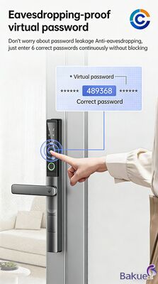 Serratura per porta in alluminio con impronta digitale, con sistema di controllo accessi alimentato da 4 batterie AA per una maggiore protezione, serratura digitale intelligente