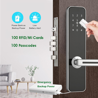 Combinazione di serratura smart porta telecomando per porta d'ingresso argento/nero opzionale